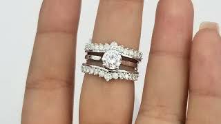 14k White Gold Round Diamonds Solitaire Enhancer Wedding Ring Guard Wrap 0.71 ct