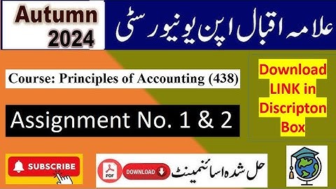 ⏩ AIOU Code 438 Solved Assignment No.1 & 2 Autumn 2024 | Subject: Principles of Accounting | ACHELOR
