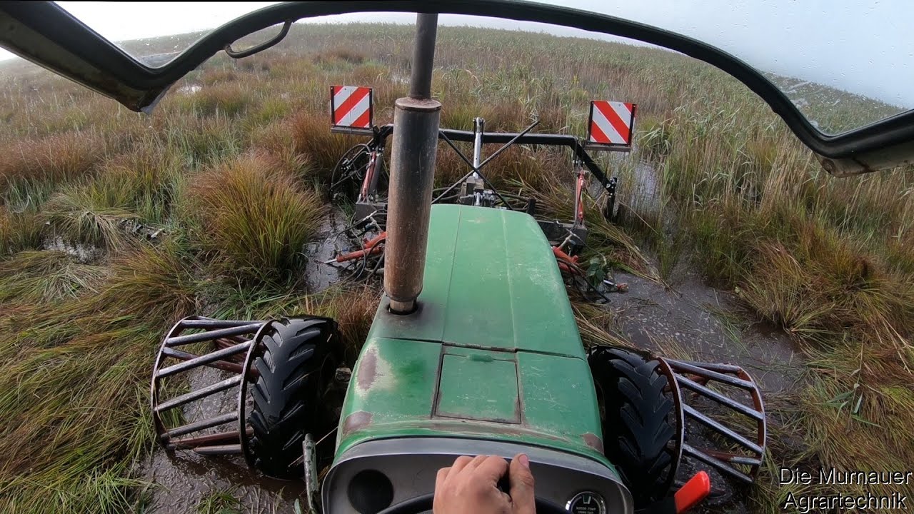Streuwiesen mähen 2020 | 50 cm Wasser | Gitterräder | BB-Umwelttechnik | Deutz | [GoPro]