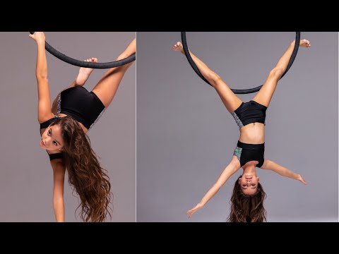 Sport aerial gymnastic photo session