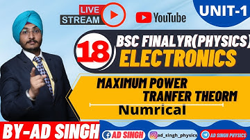 B.Sc-3rd yr physics ||Solid State Electronics |Maximum Power therom Numrical  |Lec-18|IBy-AD SINGH