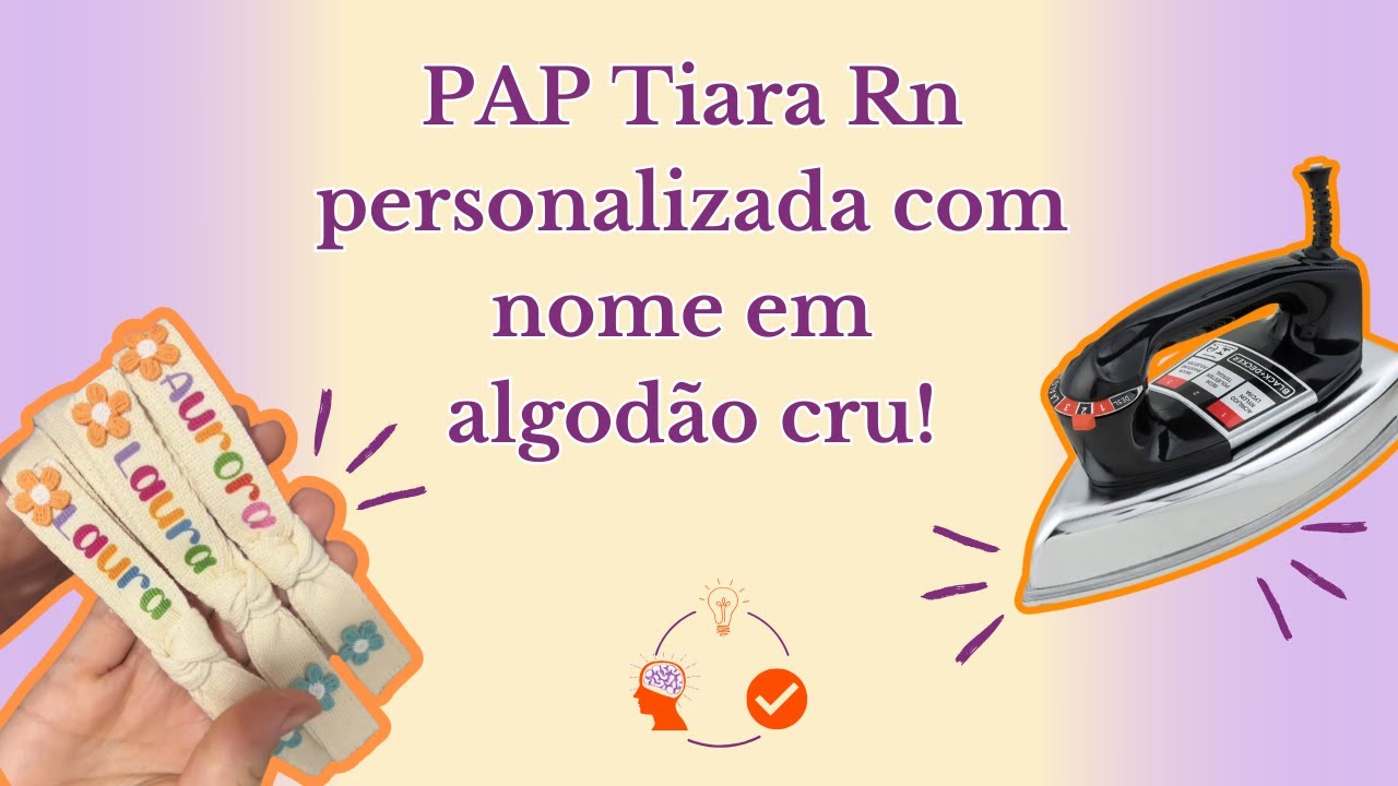 PAP Tiara Rn personalizada com nome em algodão cru! Use ferro de passar e papel tansfer!