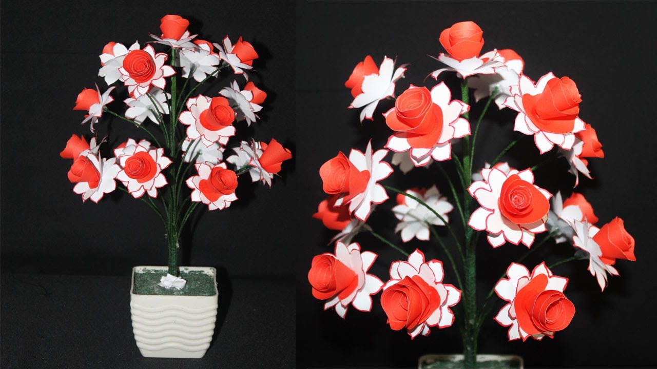 How To Make Paper Flower Tree_Making Flower Tree with Paper. YouTube