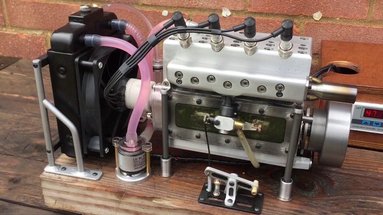 Home made 30cc inline four cylinder side valve engine YouTube