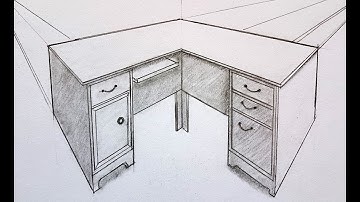 How to draw office table two point perspective