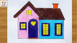 How to Draw a Baby Doll House for Kids 💖💜💛Doll House Drawing