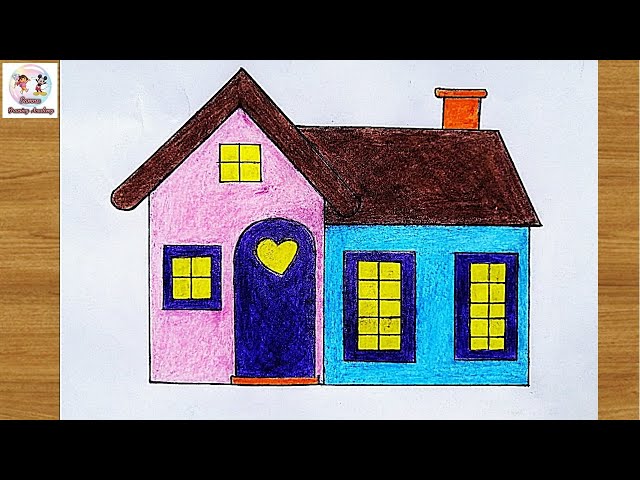 How to Draw a DOLL HOUSE for Kids 💖💜💚Doll House Drawing for