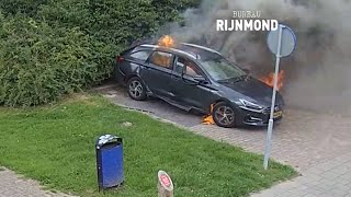 Bewakingsbeelden van in brand steken gestolen auto Papendrecht