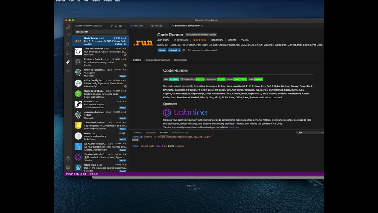 running python in visual studio code using code runner and terminal ...