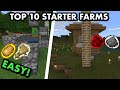 TOP 10 BEST STARTER FARMS in Minecraft Bedrock (MCPE/Xbox/PS4/Nintendo Switch/Windows10)