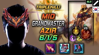 아지르 미드 템트리 룬 내셔 치속 -  Azir Mid - 롤 KR 천상계 패치 15.11
