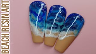 Resin Art Inspired Beach Look | Nail Art