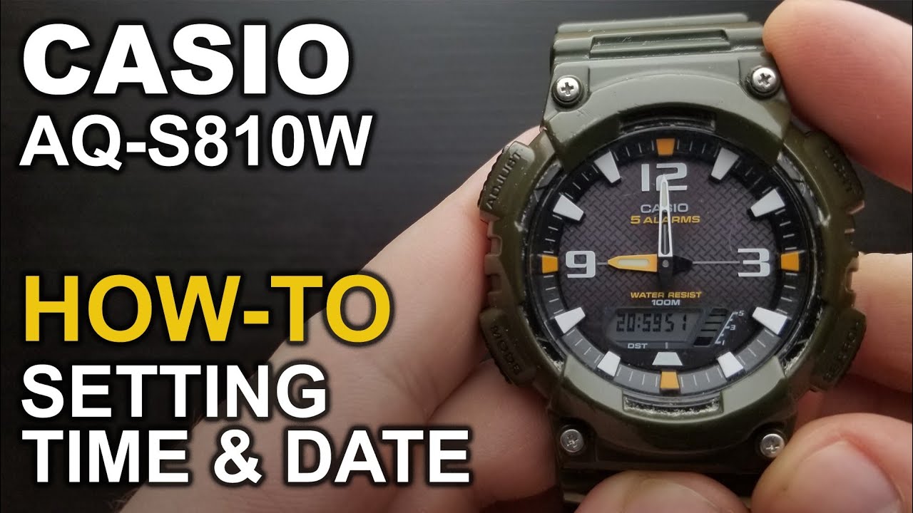Casio AQ-S810W - Setting time and date tutorial - YouTube