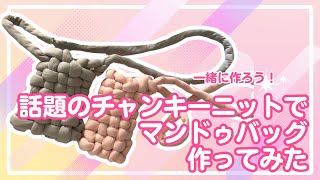 : 【簡単工作】ダイソーのチャンキーヤーンを使ってマンドゥショルダーバッグを作ってみた【音声解説あり】