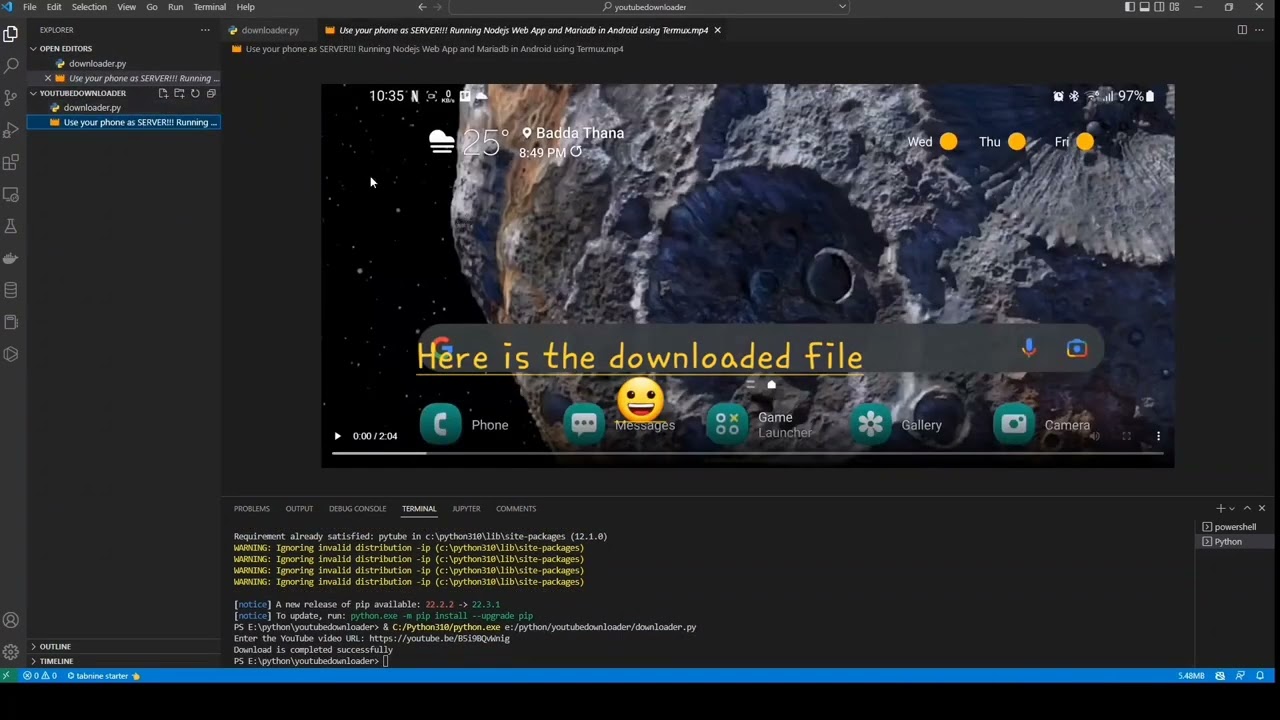 Download YouTube videos using PYTHON only using 15 Lines of code!!!