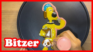 Shaun the sheep, Bitzer Dog, Dog Cartoon, Pancake Art I Rainbow Pancake Art