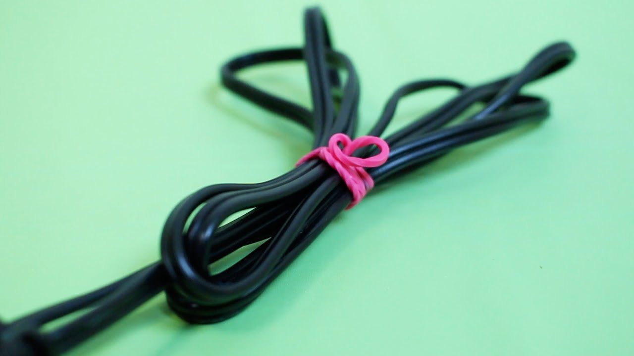 輪ゴム１本でコードを縛る方法 Fast Way To Bundling Cable With Rubber Band 100均の輪ゴム使用 Youtube