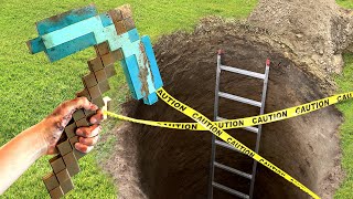 I dug a real hole using ONLY a Toy Minecraft pickaxe