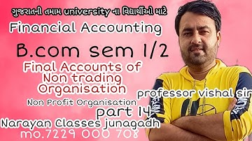 #Final accounts of non trading organisation b.com sem 2|Financial account 2@NARAYANclassesindia