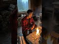 Lighting a Fire in a Cozy Cabin During Rain #shorts #youtubeshorts #viralshorts #fyp #trending #