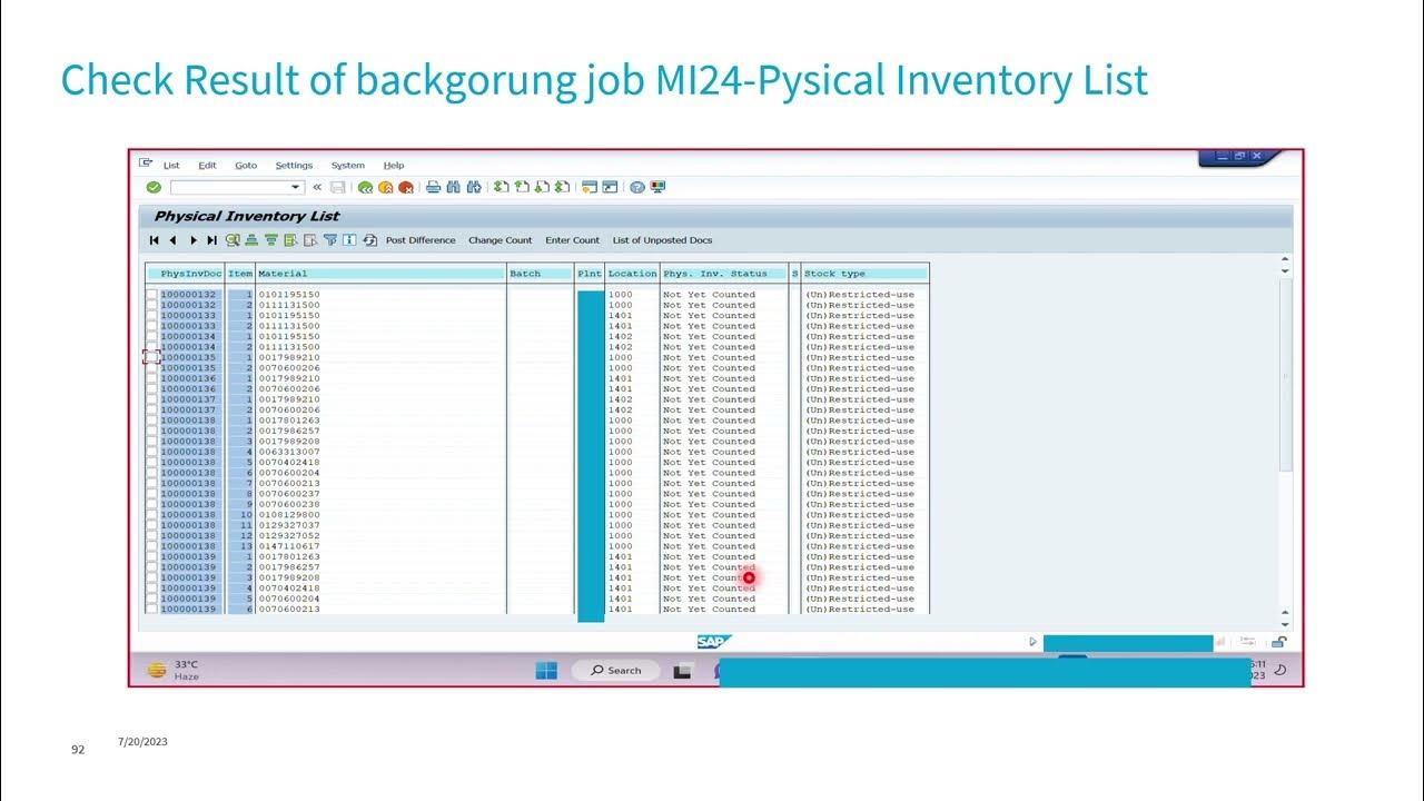 SAP Cycle Counting Scheduling Background Job YouTube