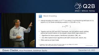 Q2B 2022 SV | Quantum Research at Goldman Sachs | Dave  Clader | Goldman Sachs