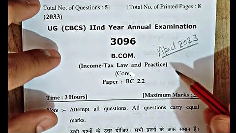 Income tax Bcom 2nd year question paper 2023 annual examination || hpu