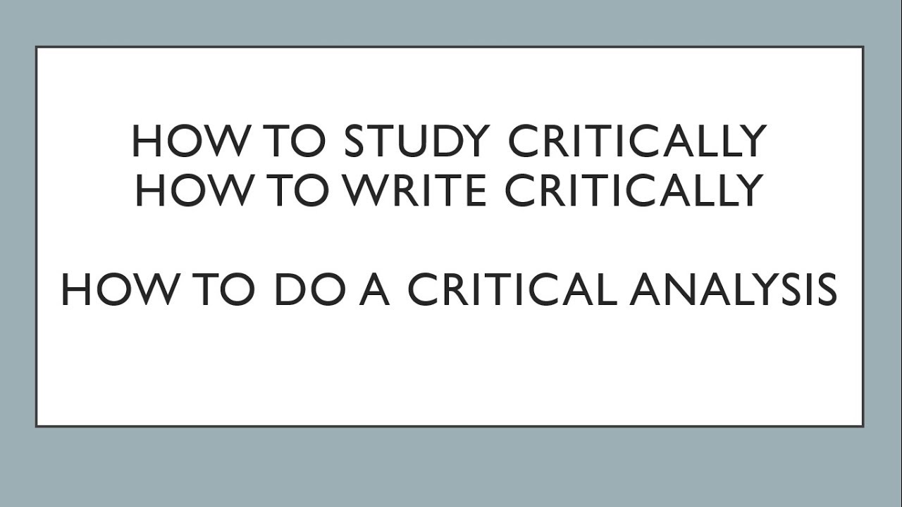 What Is And How To Do A Critical Analysis Explained In Urdu And Hindi Youtube