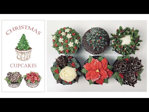 Beautiful Christmas Cupcake Decorating  Floral Buttercream Cupcakes