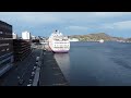 Stern view drone shot cruise ship Ambience. Docked St. John’s Newfoundland