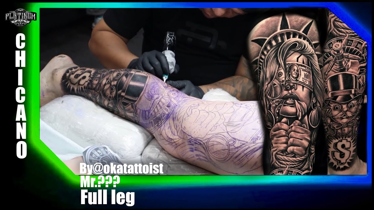 full on leg with chicano tattoo theme‼️|| Done By Okatattooist - YouTube
