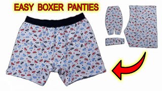 ERKEK BOXER DİKİMİ / Mantıklı Yöntemle Temiz Dikiş / Naylon Poşetle Pratik Kalıp / DIY İç Çamaşırı