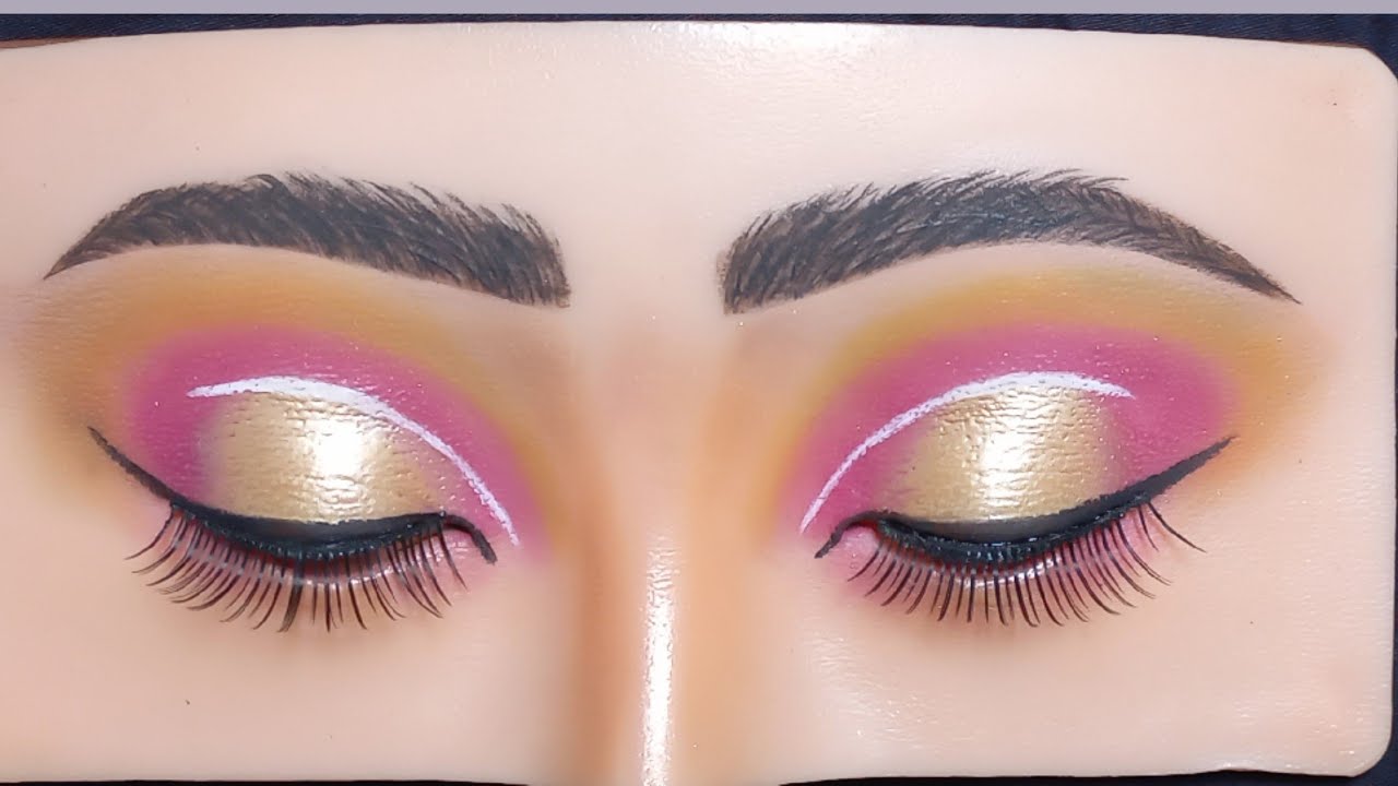 pink & golden half cut crease eye makeup tutorial / half cut crease eye makeup kaise kare YouTube