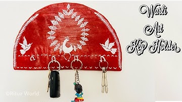 Key Holder making at Home /DIY Warli Art Key holder/Carboard Wall Decor/Warli painting