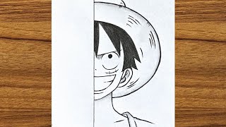 How to draw Monkey D. Luffy || Monkey d luffy half face drawing || Easy anime drawing
