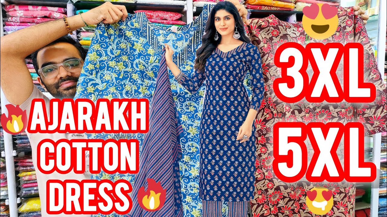 🤩Best 3XL-5XL Ajrakh Cotton ReadyMade Dress Under Rs.1000 Only 🔥😍 