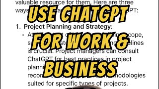 How to use chatGPT as a project manager.