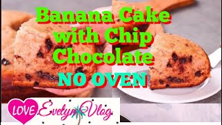 Banana Cake with Chip Chocolate Recipe  eggless No oven