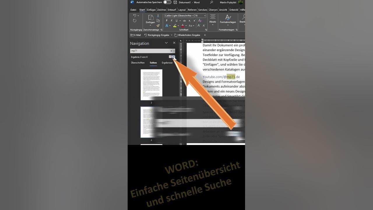 Kleines Männchen In Der Navigationsleiste Der Startseite Word schnelle Seitenansicht Übersicht mit der Navigations-Leiste