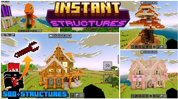 Instant Structures Addon for Minecraft PE 1.21+! 🚀 || One-Click Spawn House and Farms!👆