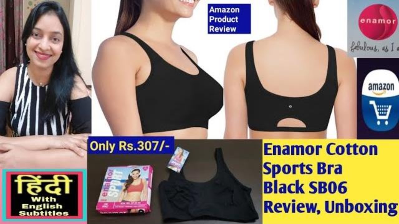 Enamor SB06 Low Impact Cotton Sports Bra Black Review  Undergarment  Review Unboxing In Hindi 