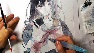 初投稿 Watercolor Painting 透明水彩イラストメイキング 世外桃源 Youtube