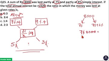A sum of Rs. 8000 was lent partly at 7% and partly at 9% simple interest.