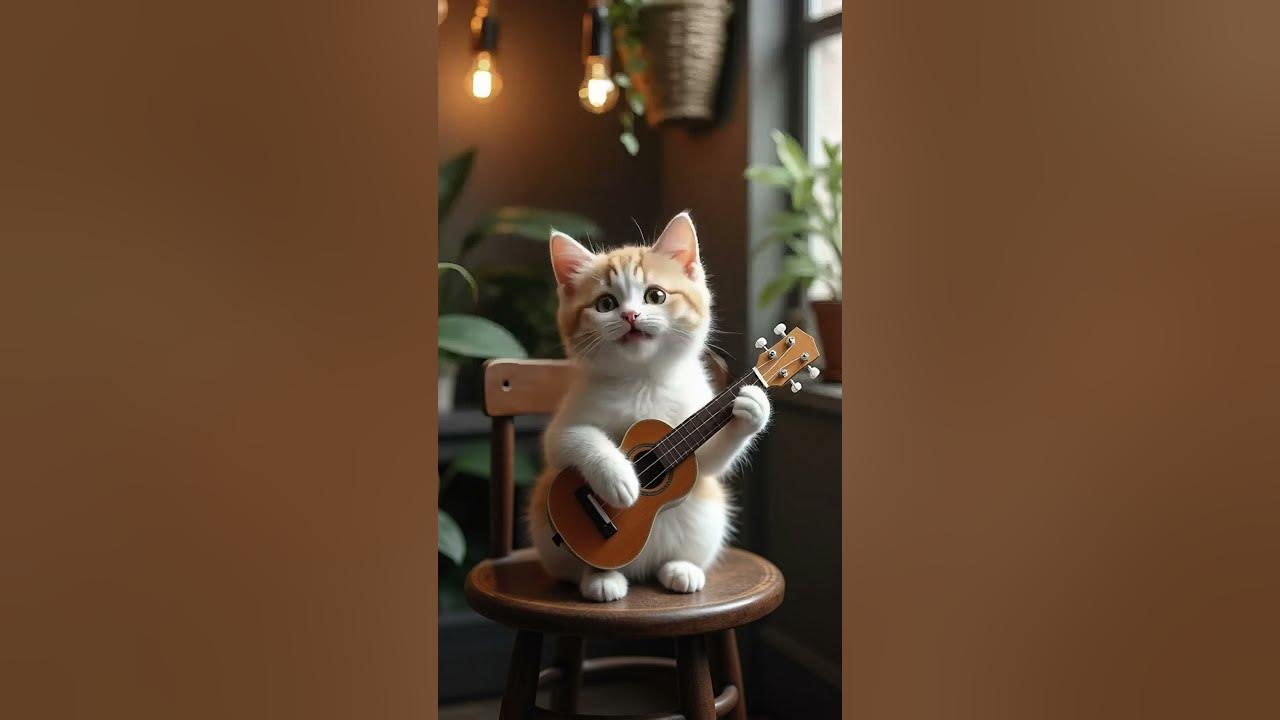 When a Tiny Kitten Becomes a Ukulele Star 😹🎶#catlover #cat #kitten #viralshorts #lipsync