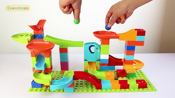Couomoxa marble run LEGO Duplo sets classic big building blocks STEM toys sets crazy happy ball