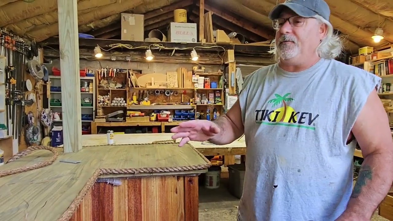 how to attach the rope to the edge of your tiki bar bar top