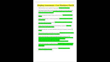 Prophecy Assessments   Core Mandatory Part II, Questions & Answers