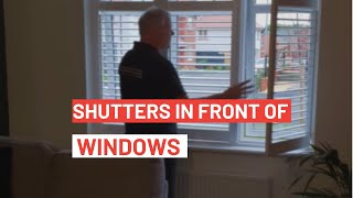 How do I layout my shutters in front of my windows?