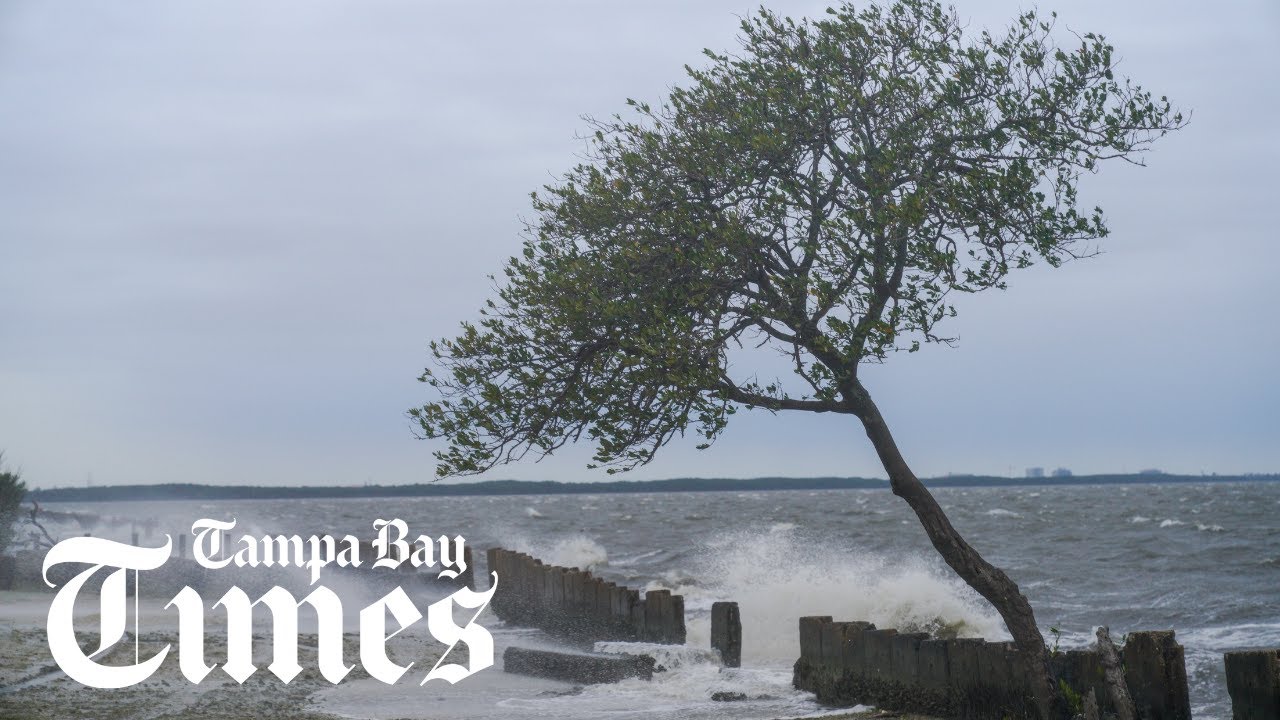 Hurricane Ian passes by Tampa Bay dropping heavy rain - YouTube