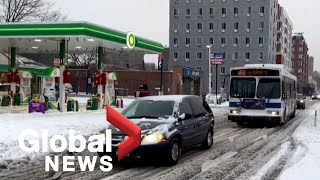 Powerful winter storm causes commuter chaos in northeastern US